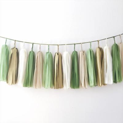 China 2021 New Product Wedding Safari Tassel Garland Banner Green Boy Baby Shower Boy Birthday Decoration Tissue Paper Tassel Garland for sale