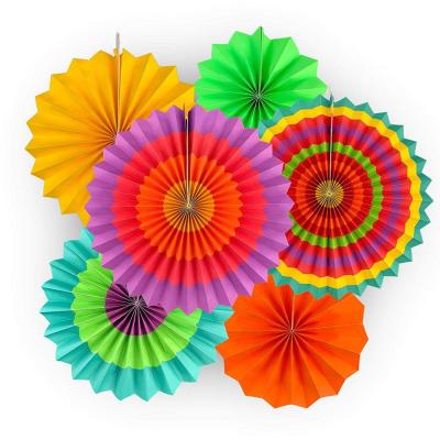 China Wall Decor Vibrant Bright Colors Hanging Fans Cinco De Mayo Mexican Fiesta Southwestern Paper Rosettes Party Decoration For Holidays for sale