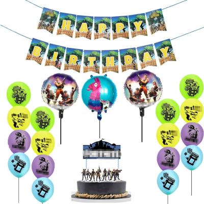 China Vrise Boy Video Game Birthday Theme Happy Birthday Banner Disposable Latex Balloons Game Party Supplies Set for sale