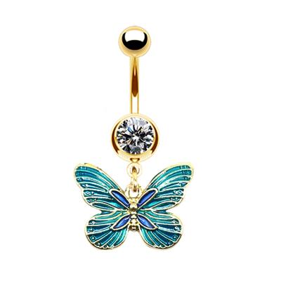 China Cute No Piercing Belly Ring Clip On Belly Ring Butterfly Design Belly Cuff Non Piercing Body Jewelry for sale