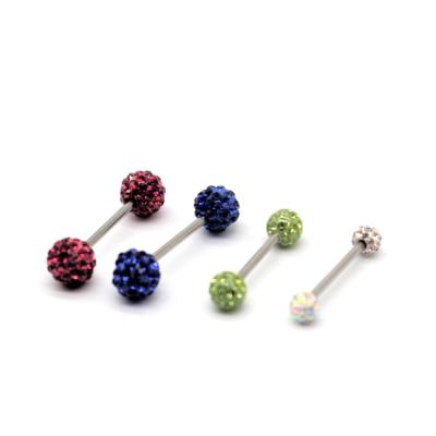 China FASHIONABLE xjy G23 titanium piercing double f136 crystal ball cartilage tongue nipple ring titanium industrial bar body piercing jewelry for sale