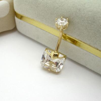 China FASHIONABLE Heart Square Navel Face Plain Zircon Ring Navel Jewelry 14K Gold Piercing Body Jewelry xjy for sale