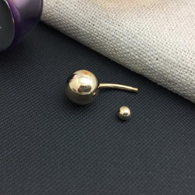 China Real gold filled 14K belly ring xjy TRENDY contracted round ball gold belly ring solid gold belly piercing jewelry for sale