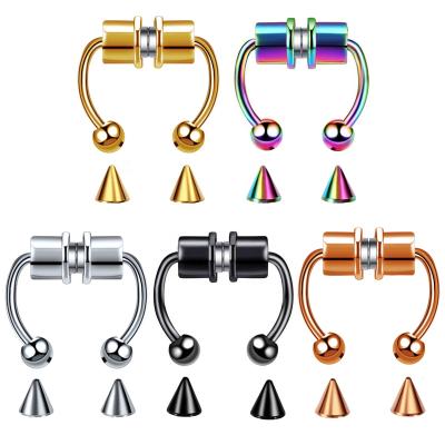 China Jewelry Topbill OEM Nose Ring Nose Slaps Clip On Magnet Septum Ring Non Piercing Body Jewelry For Woman Man for sale