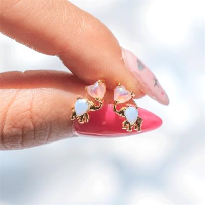 China Heart Animal Pink Elephant Series Vintage Screw Ball Earring Bone Piercing Nail for sale