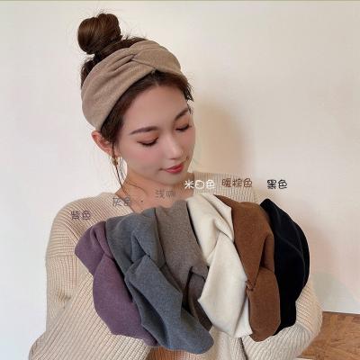 China Autumn and winter sports wide brim knitted headband Blogger headwear smart casual net red wool solid color for sale