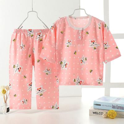 China Breathable summer kids pajamas cotton set cotton custom printed sleepwear homewear boys and girls 2pcs pajama sets kids cotton pajamas for sale