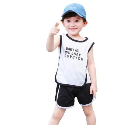 China Casual Summer Breathablesuit Comfortable Pure Clothes Set Sleeveless 100% Cotton Summer Dressing Suit Kids Wear Little Boys Clothes Set for sale