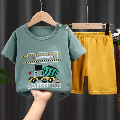 China New short sleeve children's cotton foreign trade children's suit breathable two-piece T-shirt and woman shorts sets children clothing for sale