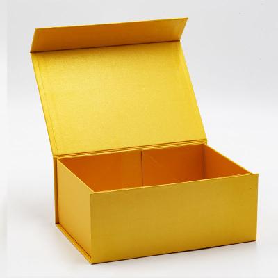 China Recycled Materials Bulk 25pcs Rigid Art Paper Gift Box Foldable Gold Rigid Packaging With Magnetic Lid for sale