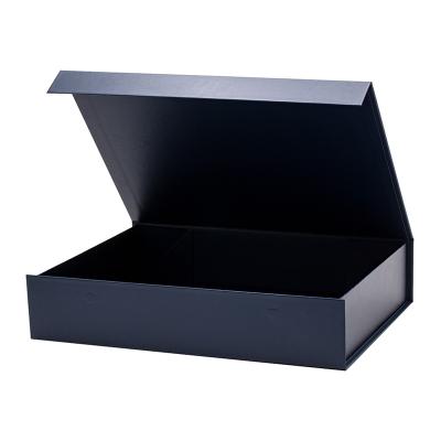 China Wholesale Recycled Materials Navy Blue Materials Custom Empty Shallow Color A4 Clothes Magnetic Retail Gift Box for sale