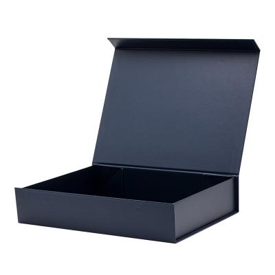 China Wholesale Recyclable Navy Blue Shallow Beautiful A4 Rigid Decorative Magnetic Gift Box With Printing for sale