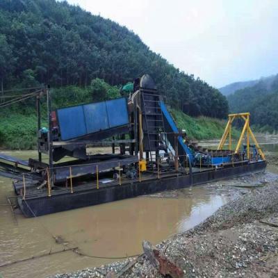 China Gold Mining Reduction Small Gold Equipment Dredging Chain Bucket Dredger For Sale for sale