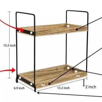 China Wholesale OEM 2-Tier Cheap Narrow Modern Wooden Bookcase Kitchen Shelf Storage Small For Industrial Storage Shelf With Metal Frame for sale