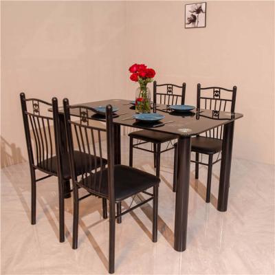 China New Modern Nordic Luxury Stainless Steel Dining Table Set Modern Glass Dining Table Set With Tempered Glass Table Top for sale