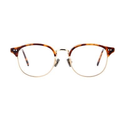 China Luxury European and American Popular Fashion Optical Glasses Frame Metal Acetate Glass Frame for sale