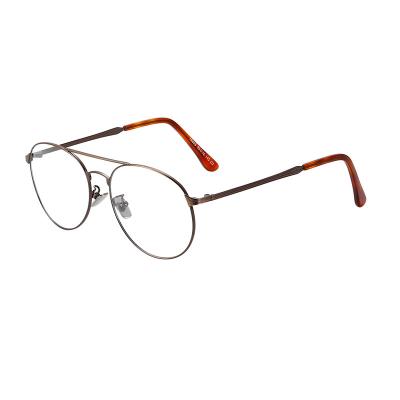 China Popular Fashion Double Bridge Metal Glasses Frame Oversized Optical Glasses Myopia Spectacle Eyewear Glasses for sale