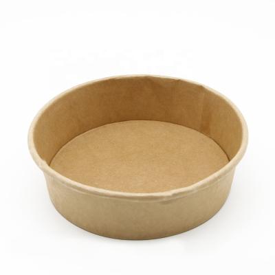 China Disposable Kraft Paper Salad Bowl With Plastic Lid For Salad Food Packaging for sale