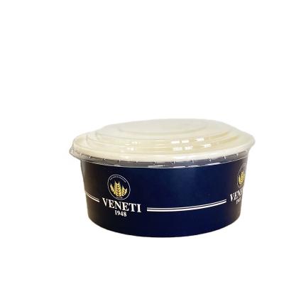 China Disposable Round Food Box Take Out Salad Bowl Bespoke White Paper Container With PET Lid for sale