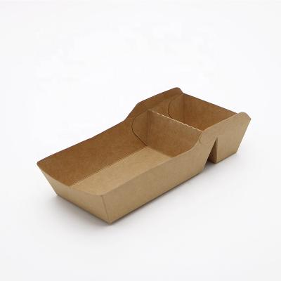 China Custom greaseproof natrual cardboard kraft paper lunch food ship disposable trays for food for sale