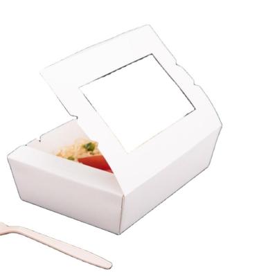 China Eco Food Packaging Disposable White Sushi Salad Paper Packaging Takeout Box With Window for sale