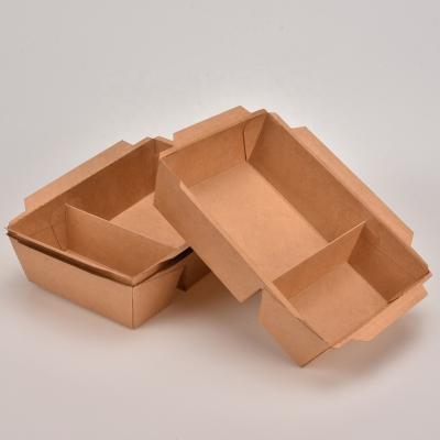 China Wholesale Disposable Two Compartment Paper Food Tray With Transparent Lid for sale