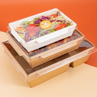 China Disposable Custom Disposable Packaging Container For Food With Corrugated Lid Lunch Kraft Paper Boxes for sale