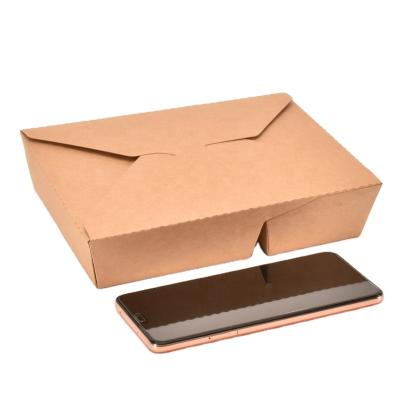 China Disposable Disposable Take Away Kraft Paper Lunch Box Food Packaging Container Paper Box for sale