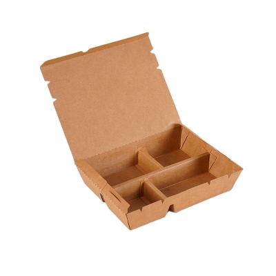 China Eco - Friendly 3 Food 4 Compartment Meal Prep Take Out Paper Lunch Bento Box for sale