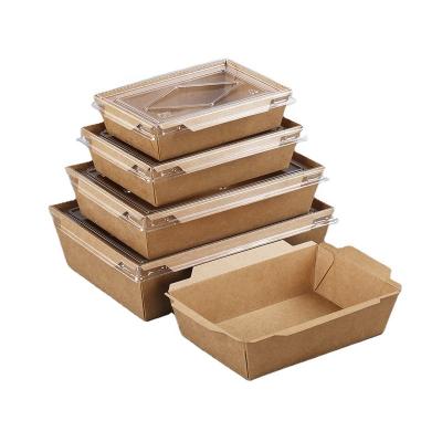 China Disposable Foam Paper Food Replacement Tray Paper Food Packaging Kraft Paper Bowl With Lid for sale