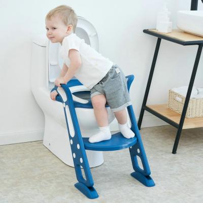 China PP Non-slip Wide Step Potty Toilet Seat For Kids And Baby Training With Step Stool Ladder for sale