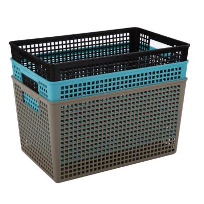 China Factory Supply No Color Customized Rectangle Plastic Storage Baskets With Handle for sale