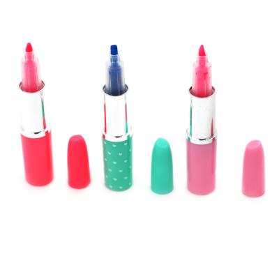 China office & Mini School Markers Novelty Lipstick Shape Pen With Plastic Highlighter Bar Pen For Kids for sale