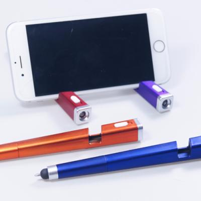 China office & Popular School Pen Promotion 5 in 1 Multi Function Led Stylus Ball Pen Phone Holder Light Screen Cleaning for sale