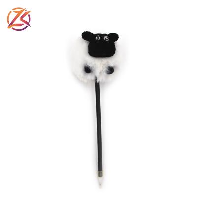 China office & School Pen Kids Animal Novelty Sheep Shaped Ball Pens Fluffy Quill Pen for sale