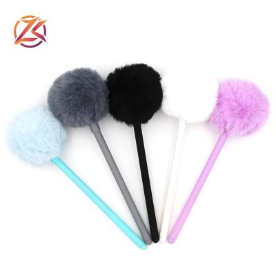 China office & 2019 gift cute colorful ball pen school pen promotion pom pom pen novelty kawaii fluffy pen wedding gift for sale