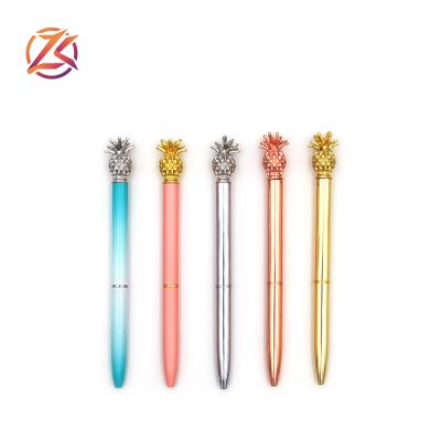 China office & School Pen New Design Fruit Metal Ball Pen Stylish Colorful Pineapple Pen For Gift for sale