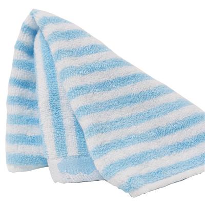 China 100% Super Durable Blue and White Striped Printed Face Towel Household Cotton Child Safe for sale