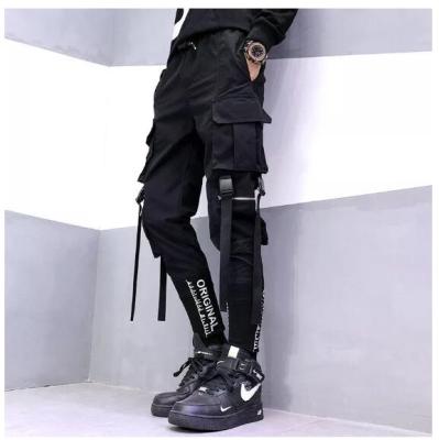 China 2020 QUICK DRY Hip Hop Pants Men Streetwear Cargo Pants With Pocket Black Ankle Zippers Joggers Loose Length Pants for sale