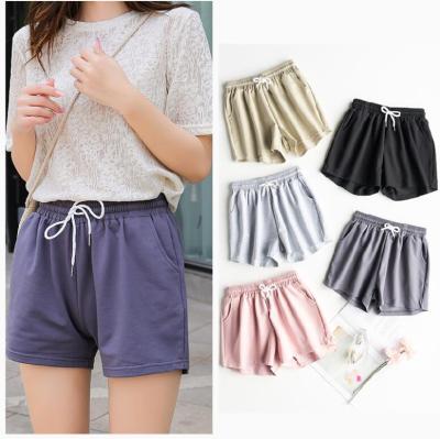 China QUICK DRY 2020 women shorts summer loose drawstring shorts casual solid cotton high waist for girls soft yoga shorts for sale