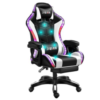 China (Size)Adjustable Cheap PU Leather PC Computer Gaming Massage Chair Led Light RGB Silla Gamer Racing Gaming Chair With Lights And Speakers for sale