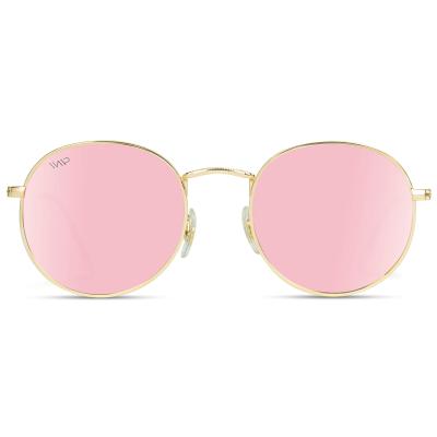 China 2022 new special women's fashion sunglasses gold black frame reflective lens round fashion sunglasses for sale