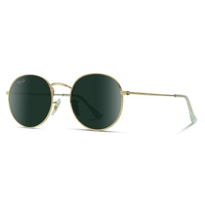 China 2022 new fashion fashion women's round frame sunglasses mirror gold lens green smoke sunglasses for sale