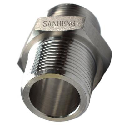 China Factory SS 304 Stainless Steel 316 Straight Hydraulic Thread Nipples BSP NPT Pipe Fittings Adapters Male Tube Connectors for sale