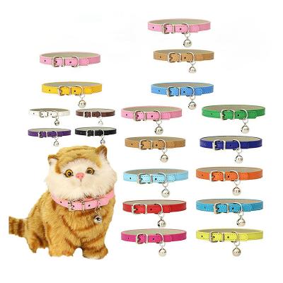 China Dropshipping Best Selling Colorful Leather Cute Cat Collar With Bell Personalized Custom for sale