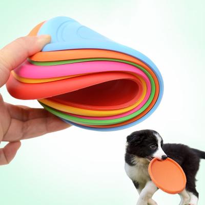 China Stored Interactive Toys Frisbeed Movement Logo Soft Silicone Disc Bite Pet Dropshipping Custom Resistant Colorful Training Pet For Dog for sale