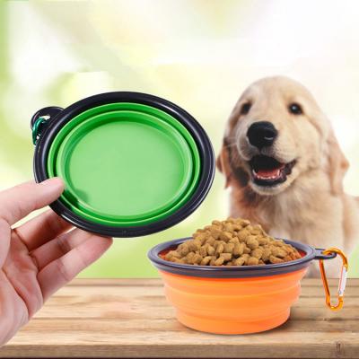 China Dropshipping Viable High Quality Travel Silicone Portable Pet Bowl Cat Dog Food Feeder Folding for sale