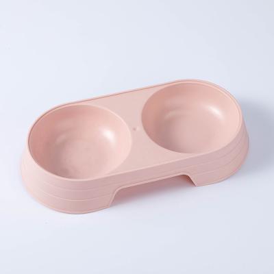 China Viable Custom Wholesale Colorful Plastic Pet Feeder Cat Bowl Dual for sale