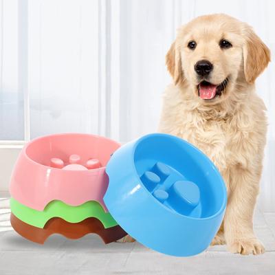 China Dropshipping Viable Custom Cheap Plastic Dog Cat Feeder Slow Feeding Food Pet Bowl for sale