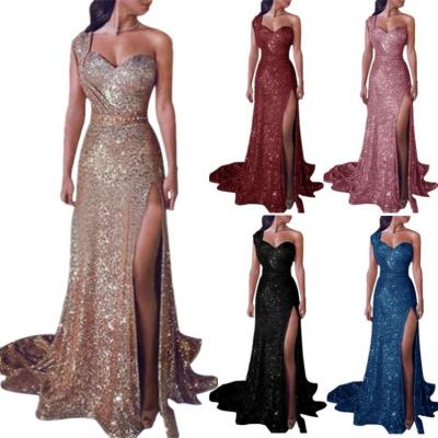 China 2021 Sleeveless Luxury Off Shoulder Ladies Dress Evening Party Wear Breathable Formal Dresses One Long Dresses For Women for sale